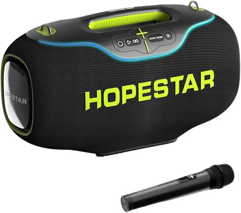350W Wireless Bluetooth Speaker, 30000mAh Battery, RGB Lights, Mic with EQ & Volume Control, 10M Range Removable Battery, Hopestar Series (Black) in Saudi Arabia