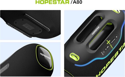 350W Wireless Bluetooth Speaker, 30000mAh Battery, RGB Lights, Mic with EQ & Volume Control, 10M Range Removable Battery, Hopestar Series (Black) in Saudi Arabia