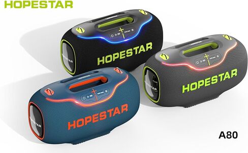 350W Wireless Bluetooth Speaker, 30000mAh Battery, RGB Lights, Mic with EQ & Volume Control, 10M Range Removable Battery, Hopestar Series (Black) in Saudi Arabia