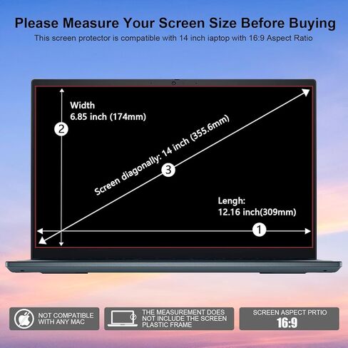 واقي شاشة لاب توب 15.6 بوصة، واقي زجاجي مقوى لأجهزة الكمبيوتر المحمول HP/Dell/Sony بنسبة عرض إلى ارتفاع 16:9، صلابة 9H، مقاوم لبصمات الأصابع، خالي من الفقاعات in Kuwait