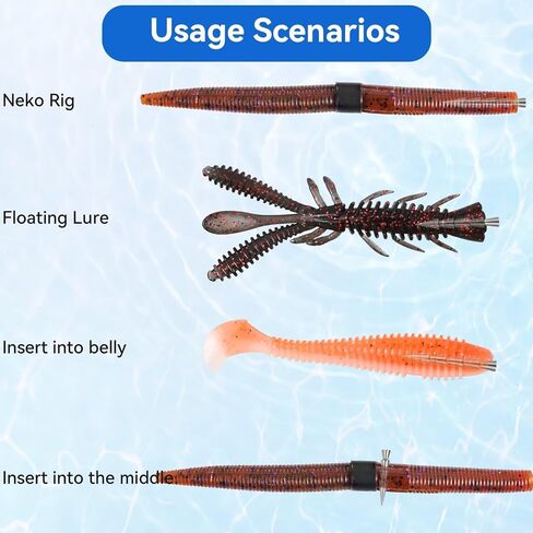 12/20pcs Tungsten Nail Weights for Neko Wacky Rig Fishing, Insert Pencil Worm Sinkers for Bass Fishing in Saudi Arabia
