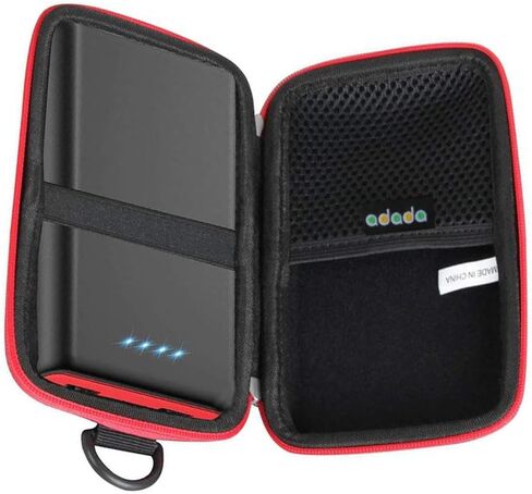 Adada Hard Travel Case for Anker Power Bank, 20,000mAh Travel Essential Portable Charger,3-Port 87W Max Fast Charging Battery Pack (Black + Red Zipper) in Saudi Arabia