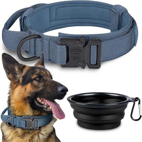 COOYOO Dog Collar,3 Piece Set Tactical Dog Collar, Adjustable Military Training Nylon Dog Collar with Control Handle and Heavy Metal Buckle for Medium and Large Dogs in Kuwait