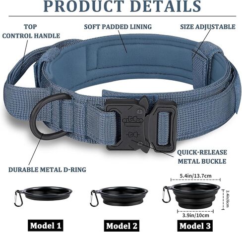 COOYOO Dog Collar,3 Piece Set Tactical Dog Collar, Adjustable Military Training Nylon Dog Collar with Control Handle and Heavy Metal Buckle for Medium and Large Dogs in Kuwait