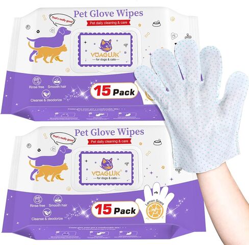 Dog & Cat Grooming Wipes, 30 Count, Plant Oil, Waterless Shampoo for Pets in Saudi Arabia