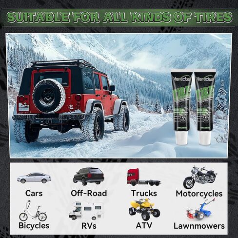 Tire Repair Glue, Sidewall Tire Repair Kit, Rubber Cement Tire Repair, Two Sizes Tire Repair Nail, Black Tire Glue Sidewall Repair for Bike, Car, Motorcycle, Truck, Tractor (1, 10 ml) in Saudi Arabia