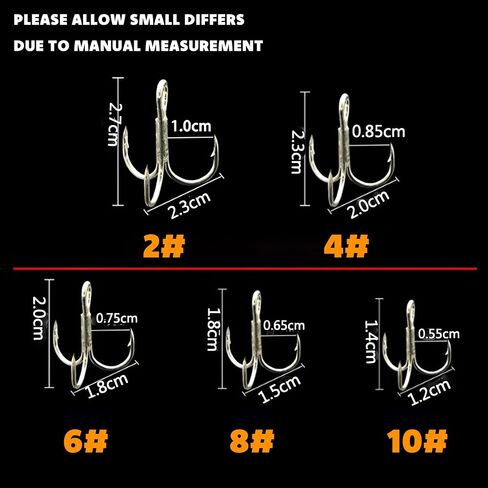 50Pcs Fishing Treble Hooks High Carbon Steel Fishing Hooks Classic Round Bend Triple Hooks Strong Sharp Treble Hooks in Saudi Arabia