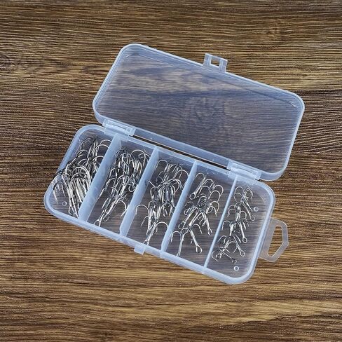 50Pcs Fishing Treble Hooks High Carbon Steel Fishing Hooks Classic Round Bend Triple Hooks Strong Sharp Treble Hooks in Saudi Arabia