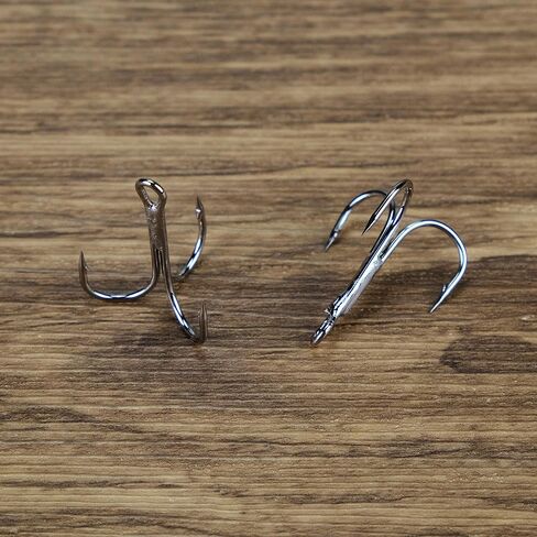50Pcs Fishing Treble Hooks High Carbon Steel Fishing Hooks Classic Round Bend Triple Hooks Strong Sharp Treble Hooks in Saudi Arabia
