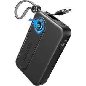 GOODaaa-Portable-Power-Bank,10000mAh 22.5W Fast Charging Portable Charger with Built-in Cable, USB C Battery Pack for iWatch 10/9/8/7/6/SE/5/4/3/Ultra/7/6, iPhone 16/15/14/13/12/11,MacBook, Galaxy