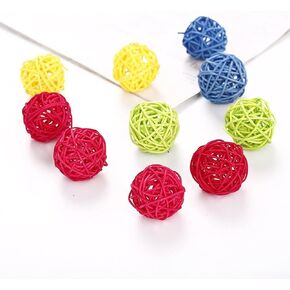 10Pcs Funny Kitten Cat Playing Toy Candy Color Rattan Ball Pet Supplies Random Color Balls