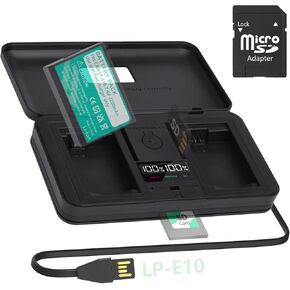 LP-E10 Battery Charger with Rapid USB LCD Dual Charger, for Canon EOS Rebel T7 T6 T5 T3 Kiss X50, Kiss X70, EOS 1100D, EOS 1200D, EOS 1300D, EOS 2000D Digital Camera (Not Include SD Card and Battery)