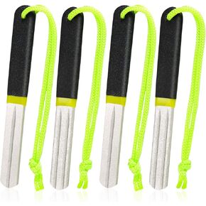 Skylety 4 Pcs Sports Fishing Hook Sharpener Hone Hook File Portable Grinding Fishing Tool with Handle Diamond File with Double Sided Fine and Medium Grit, 4 Inch