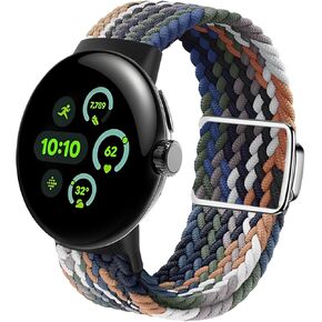 Stretchy Braided Bands Compatible with Google Pixel Watch 3/2/1, Adjustable Elastic Nylon Woven Strap for Google Pixel Watch Women Men