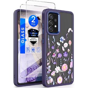 حافظة Dretal لهاتف Samsung Galaxy A52 5G، حافظة Galaxy A52، ظهر صلب تم اختباره من الدرجة العسكرية وحافة ناعمة غطاء واقٍ للنساء والفتيات + واقي شاشة من الزجاج المقوى (أرجواني) in Kuwait
