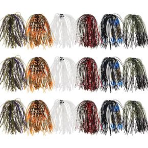 Silicone Jig Skirts Spinnerbait Skirts, 18 Bundles Bass Fishing Jigs Replacement Skirts Kit DIY Fishing Lures Rubber Skirts for Spinnerbaits Buzzbaits Squid Jig Accessories 50 Strands