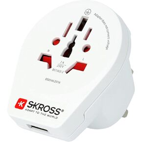 Skross World to UK USB Travel Adaptor, White