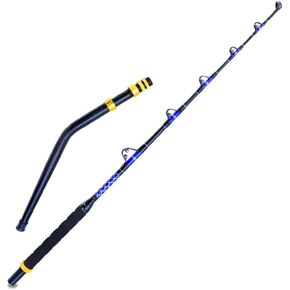 Deep Sea Fishing Rod, Heavy Duty Bent Butt Trolling Rod with Roller Guides,Conventional Fishing Rod