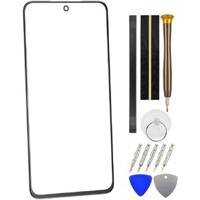 Front Screen Glass Replacement for Samsung Galaxy S21 FE 5G SM-G990B SM-G990B/DS Outer Glass Repair Part with Tool Kit Black 6.4