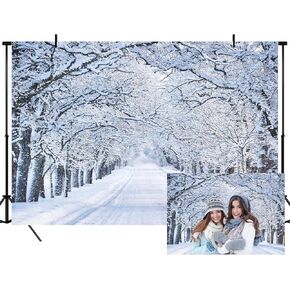 7 x 5 FT Christmas Winter Wonderland Backdrop - Large White Snow Forest Trees Natural Scenery Landscape Wall Hanging Photo Background, Xmas Photography Booth Prop for Indoor Outdoor House Decorations