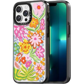 Compatible for iPhone 16 Case Cute - Durable Shockproof 6.6 ft Drop Impact Phone Case - Black Funny Passion Flower Design for iPhone 16 6.1"