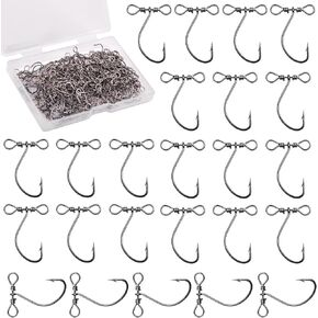 Drop Shot Hooks,80pcs in-Line Drop Shot Rig and Swivels High Carbon Steel Fishing Hooks Wacky Worm Fish Hooks for Bass Perch Catfish