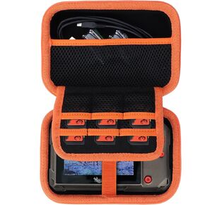 Storage Case Compatible with WILDGAME Innovations Trail Pad Swipe VU60 / Stealth Cam SD Card Viewer 4.3" Touch Screen (Black + Orange Case)