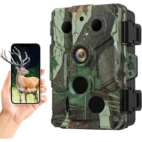 Trail Camera WiFi 1080P 32MP, Game Camera with Night Vision, 0.05s Trigger Motion Activated, IP66 Waterproof 120°Wide-Angle 42pcs No Glow Infrared LEDs for Wildlife Monitoring