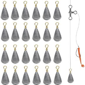 Fishing Weight Sinkers Bass Casting Sinkers,20/30pcs Bass Casting Weights Bell Sinkers Fishing Weights Drop Shot Catfish Weights Sinkers with Brass Swivel for Saltwater Freshwater