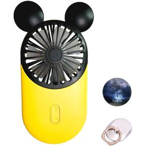 Cute Personal Mini Fan, Handheld & Portable USB Rechargeable Fan with Beautiful LED Light, 3 Adjustable Speeds, Portable Holder, Perfect for Indoor Or Outdoor Activities, Cute Mouse