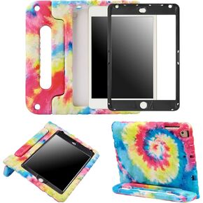 HDE Case for iPad Mini 5 & 4 Kids Case with Built in Screen Protector - Shockproof Handle Stand with Apple Pencil Holder for iPad Mini 5th Generation and Mini 4th Generation Tablet Tie Dye