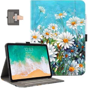 Vimorco Leather Case for iPad Pro 11 inch M4 2024 Model (5th Generation), Pu Leather Protective Adjustable Stand Cover, Hand Strap, Card Pocket with Pencil Holder, Dragonfly