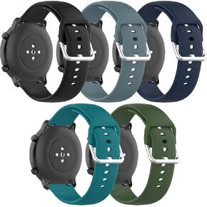 QGHXO Band for Amazfit Bip 5, Soft Silicone Replacement Band for Amazfit GTR 4/ GTR 3/ GTR 3 Pro/GTR 2/ GTR 2e/ GTR 47mm/ Stratos 3 Smartwatch (No Tracker, Replacement Bands Only)