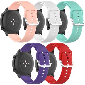 QGHXO Band for Amazfit Bip 5, Soft Silicone Replacement Band for Amazfit GTR 4/ GTR 3/ GTR 3 Pro/GTR 2/ GTR 2e/ GTR 47mm/ Stratos 3 Smartwatch (No Tracker, Replacement Bands Only)