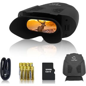Grey Bear Night Vision Goggles Pro 2, 6X Magnification Infrared Night Vision Binoculars for Adults, with Large Screen, 32GB Card to Save Photo and Video for Hunting, Camping & Security (NVB-200F)