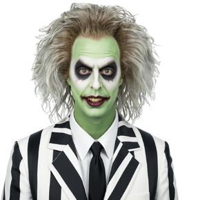 morvally Men's Evil Ghost Costume Bald Cap Wig Short Light Green Clown Cosplay Synthetic Fluffy Hair Wig for Halloween Party (Light Green Bald Wig)