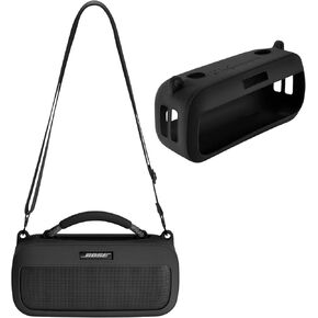 Silicone Case Cover for Bose SoundLink Max Bluetooth Portable Speaker, Protective Carrying Cover Compatible with SoundLink Max Speaker, SoundLink Max Speaker Soft Skin, with Strap (Black)