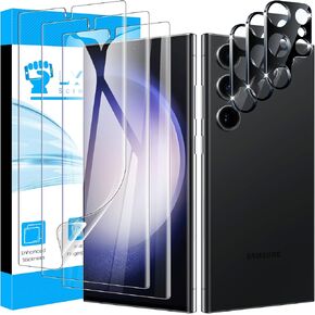 LYWHL [3+3 Pack] for Samsung Galaxy S23 Ultra Screen Protector [Not Glass], HD Clear Strong Adhesive Flexible Film Compatible Fingerprint + Camera Lens Glass Protector for Galaxy S23 Ultra 6.8"