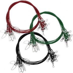 Conskyee Fishing Wire Leaders,150LB 19.7Inch Stainless Steel Leader Line, Saltwater Fish Leaders with Swivels and Snaps Connect Fishing Gear and Tackle, for Lures Bait Rig or Hooks, 10/30Pcs in Kuwait