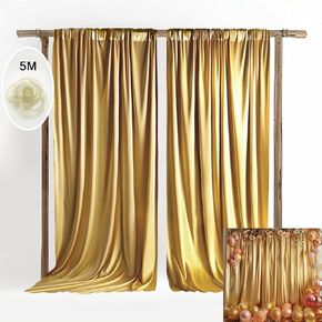 20x12ft Polyester Backdrop Gold Backdrop Curtains for Baby Shower Party Wedding Photo Drape Reception Photography Background Event Stage DecorationW5' x H12'丨4 Panels YUNBSDJ072