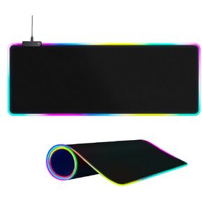 Large RGB Gaming Mouse Pad -15 Light Modes Touch Control Extended Soft Computer Keyboard Mat Non-Slip Rubber Base for Gamer Esports Pros 31.5X11.8