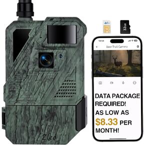 Zleo Cellular Game Trail Camera Solar, Outdoor Wildlife Motion Camera with 0.3s Trigger, Hunting Cameras with Low Glow Night Vision Waterproof, Live Feed to Phone, 1080P HD Video, No WiFi Needed