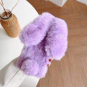 Omio for Samsung Galaxy Z Flip 5 Rabbit Fur Plush Case, Warm Plush Cute Case for Girls Women Fluffy Furry Back Cover Slim Shockproof Cover for Samsung Galaxy Z Flip 5 5G, Pink