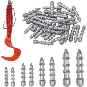 Fishing Tackle Nail Sinker Weights,25 Packs Lead Nail Weight 1/32oz 1/25oz 1/16oz 1/8oz Nail Sinker for Plastic Worm Lures Weedless Wacky Rig Bass Fishing Accessories