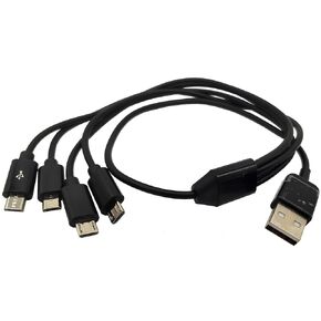 Halokny Micro USB Cable 4 in 1 Multi Charging Cable - USB 2.0 Type A to Four Micro USB Splitter Cable Data Sync Micro USB Charging Cord (Black 5Ft)