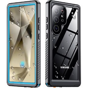 for Samsung Galaxy S24 Ultra Case Waterproof, Built-in Screen Protector [12FT Military Dropproof] [Dustproof] Heavy Duty Shockproof IP68 Underwater Case for S24 Ultra 6.8 inch -Black