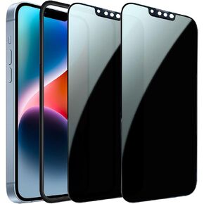 2-Pack 4 Way Privacy Screen Protector for iPhone 13 Pro Max/iPhone 14 Plus, 360 Degree Horizontal and Vertical Anti-Spy Tempered Glass Film with Alignment Frame, Face ID Sensitive