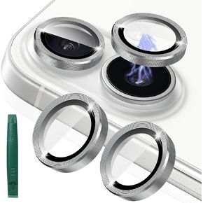 2X2 Pack Bling Camera Lens Protector Compatible for iPhone 16 Plus /16,Camera Cover Ring Tempered Glass Screen,Anti-Scratch,Case Friendly,Ultra Clear-Silver Diamond
