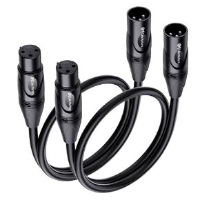 Cable Matters 2-Pack Premium XLR to XLR Cables, XLR Microphone Cable 6 Feet, Oxygen-Free Copper (OFC) XLR Male to Female Cord, Mic Cord, XLR Speaker Cables, Black