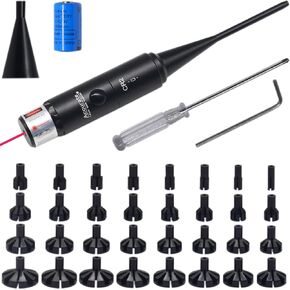 Professional Laser Barrel Sight Kit with 32 Adapters,Full Caliber Adapters Red & Green Laser Boresighter Kit with Button Switch for 0.17 to 12GA Calibers Rifles for Hunting